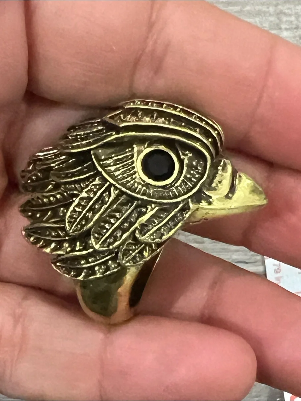 Kurt Geiger Jewelry Gold Ring Size 7 Eagle Head Crystal Pave Statement Ring